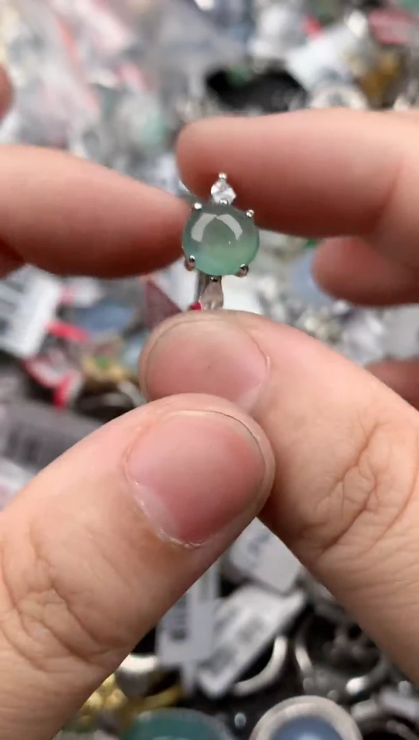 银S925镶嵌戒指翡翠44    5