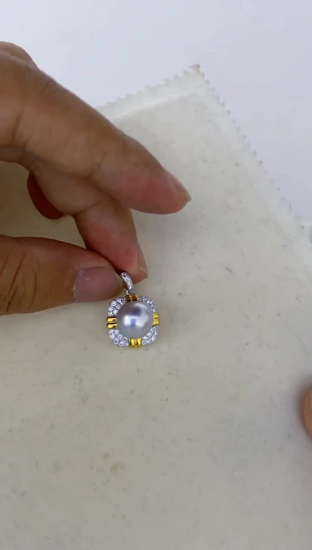 海水珍珠银S925镶嵌颈饰吊坠