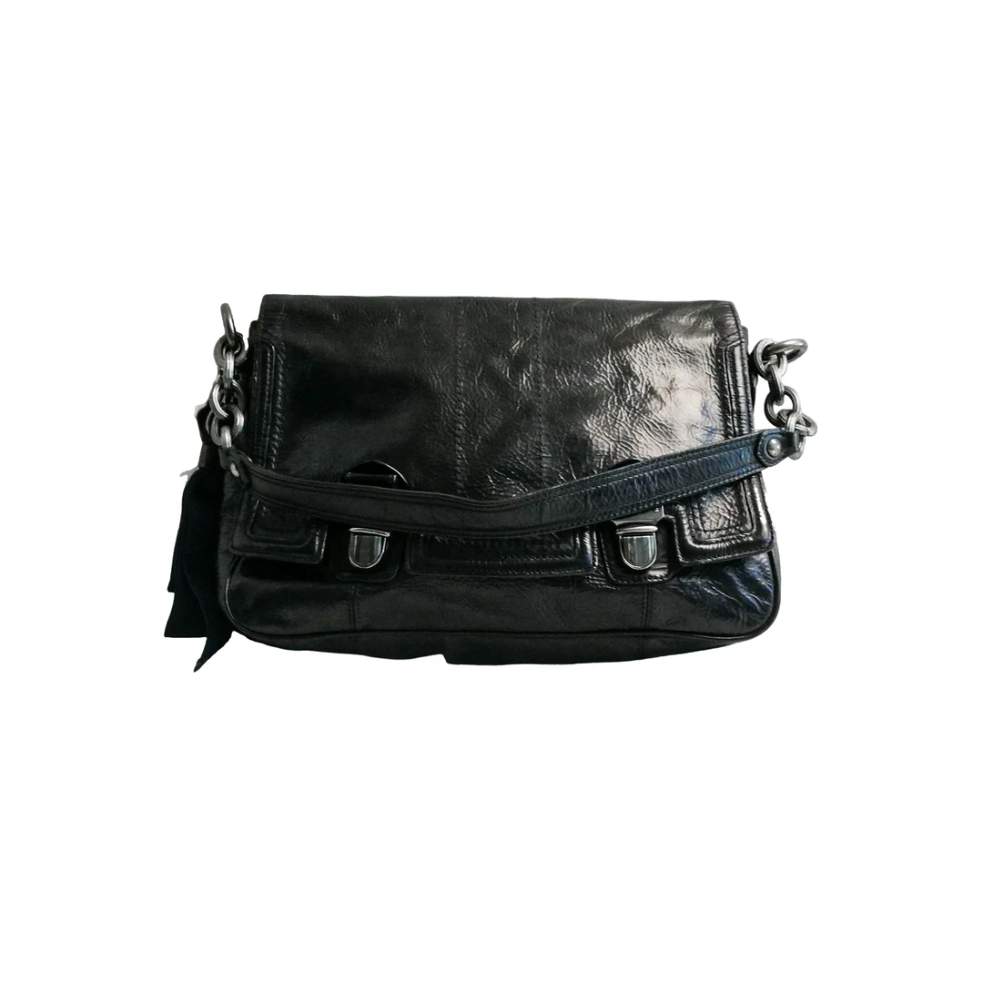 95新 COACH/蔻驰 coach 油蜡皮翻盖邮差包  a0222669