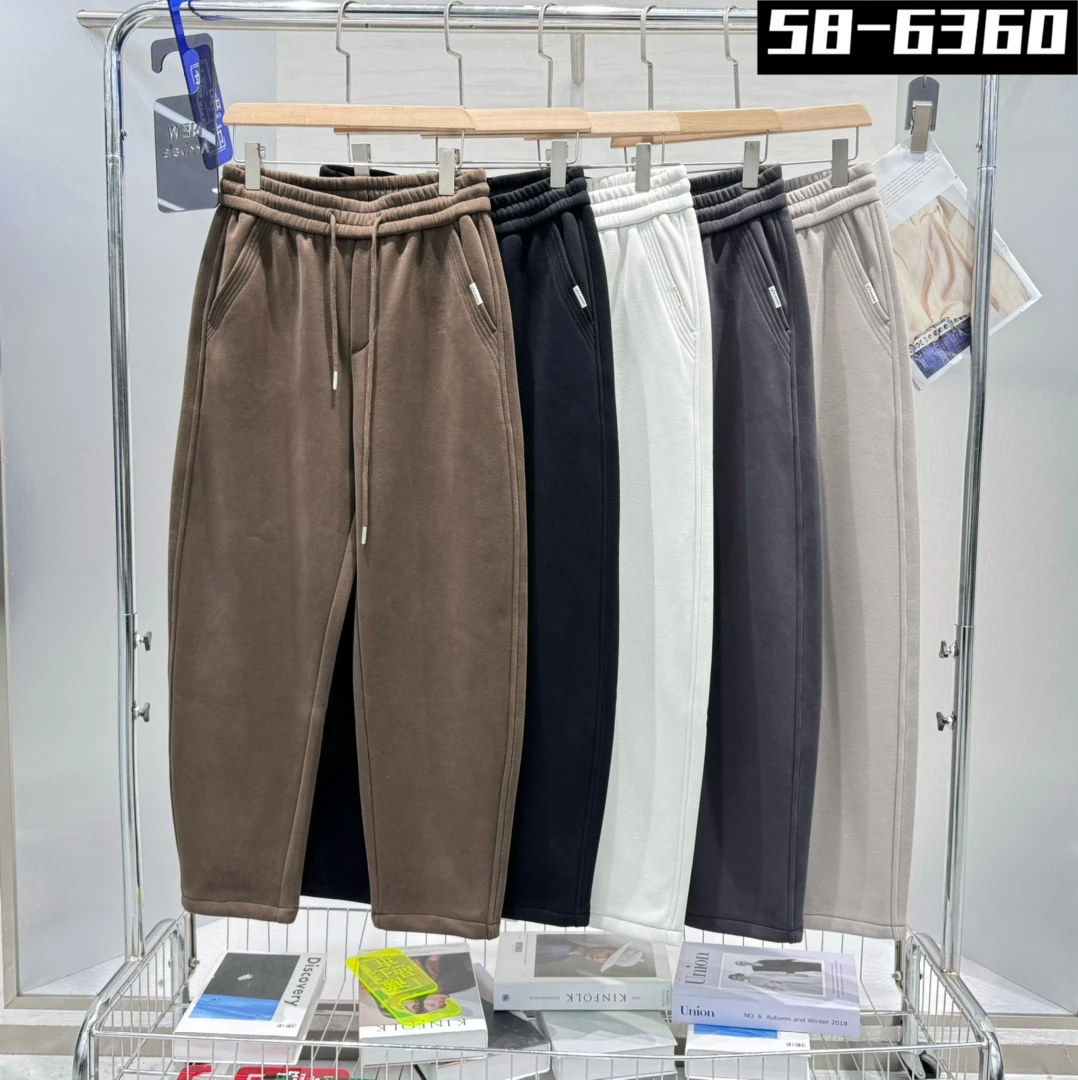 6360/冬季加厚加绒休闲简约时尚百搭弯刀休闲裤