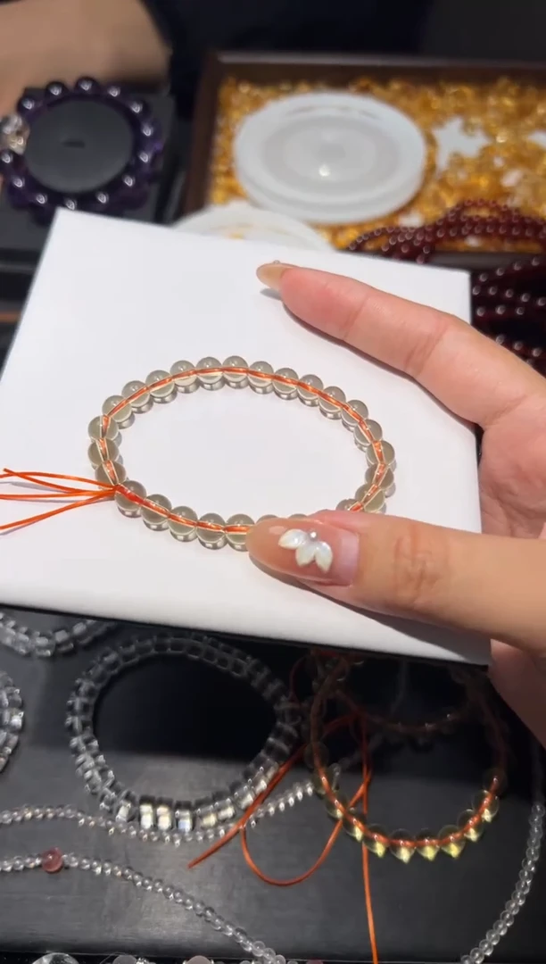 未镶嵌手链水晶柠檬黄7mm手串