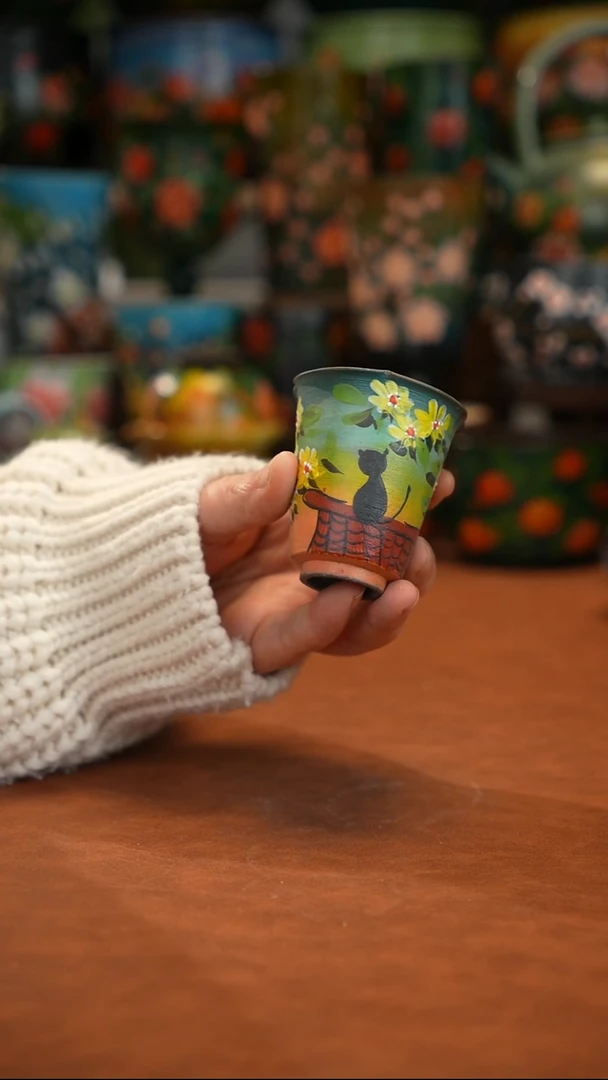 紫砂油画手绘釉下彩