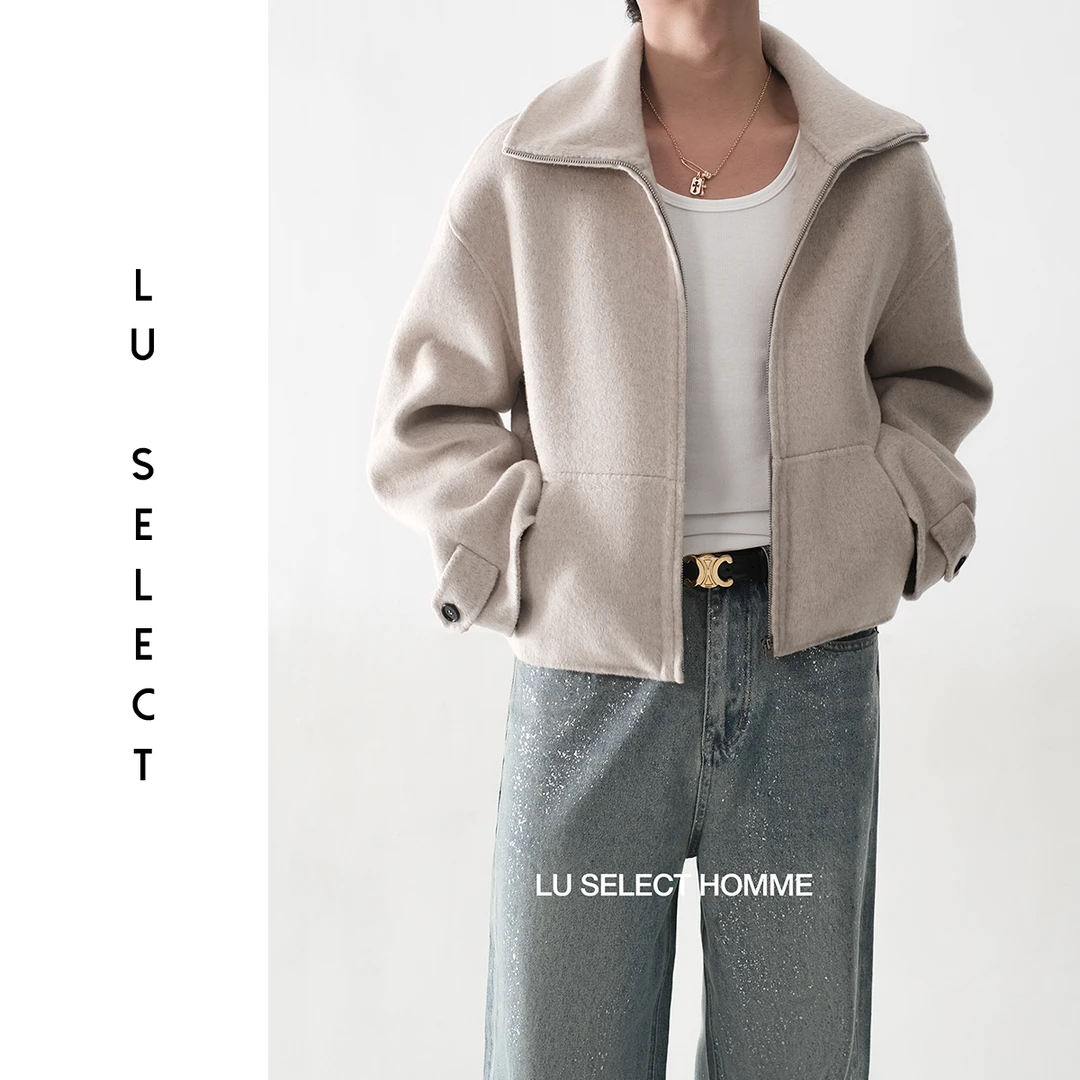 Lu SELECT 25AW【AC】山羊绒羊毛混纺手工双面呢立领短宽夹克外套