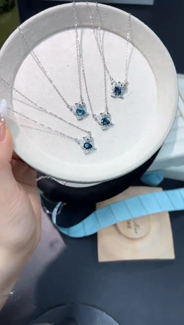 吊坠(不含链)托帕石银S925镶嵌29h多样性发其一【1条】