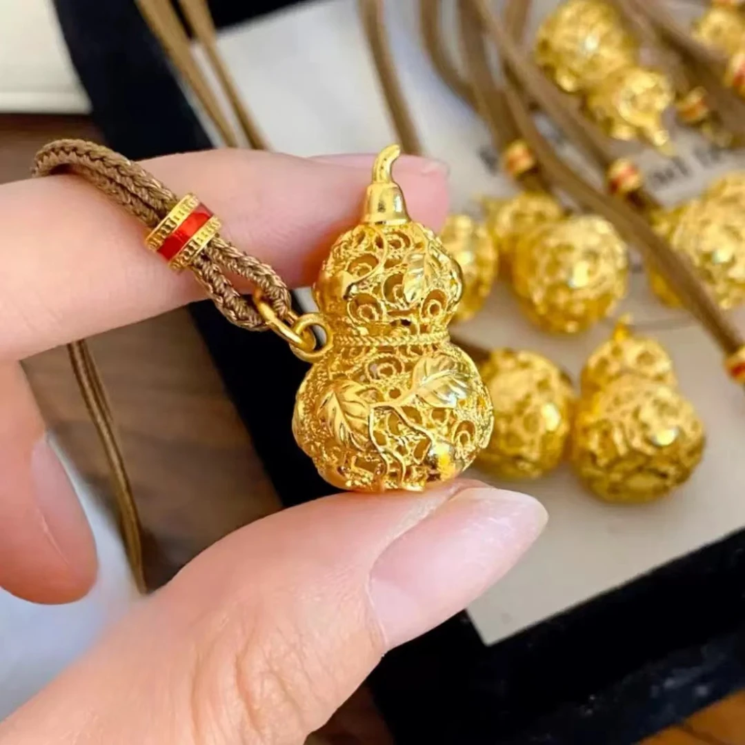 铜合金吊坠 【小李饰品】镂空花丝爬藤葫芦吊坠女项链新中式国潮