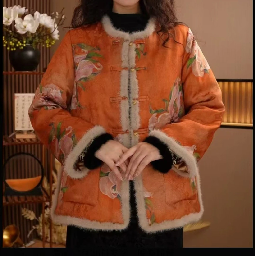 秋冬款百搭国风气质盘扣设计夹棉加厚保暖时尚冬季外套