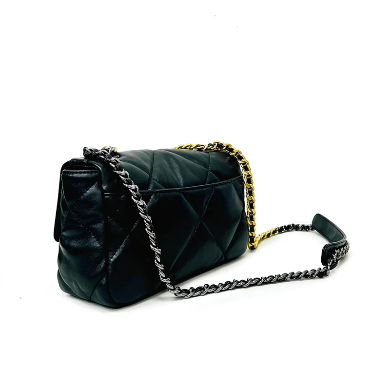 黑色菱格单肩腋下链条女包19bag
