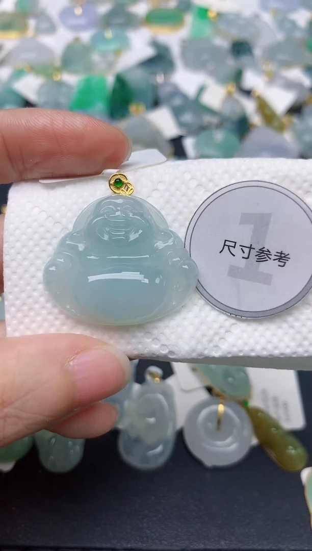 颈饰18K金镶嵌翡翠天然缅甸A货翡翠