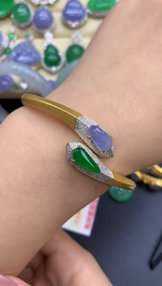 18K金镶嵌手镯翡翠508-中国好珍宝