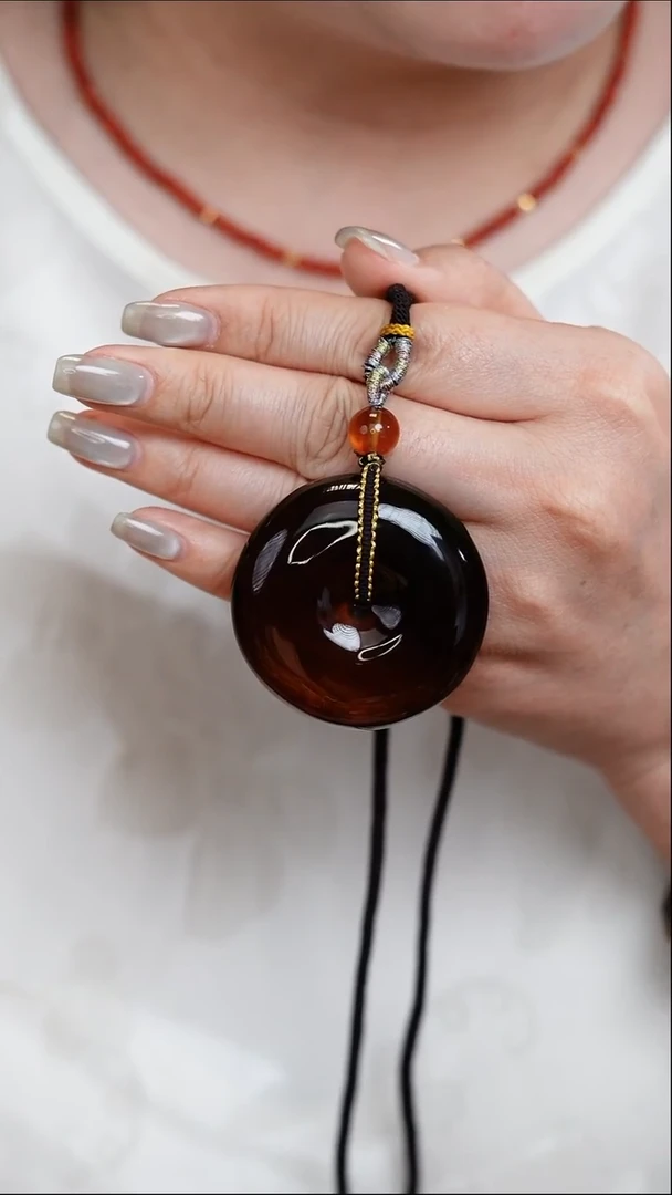 琥珀吊坠(不含链)未镶嵌天然缅甸琥珀平安扣吊坠赠绳 总重25g+