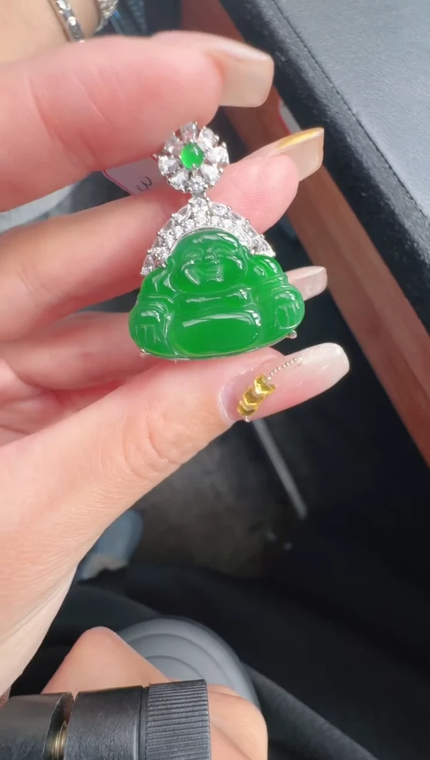 未镶嵌定制翡翠A货有轻微色差属于正常现象，佛公1