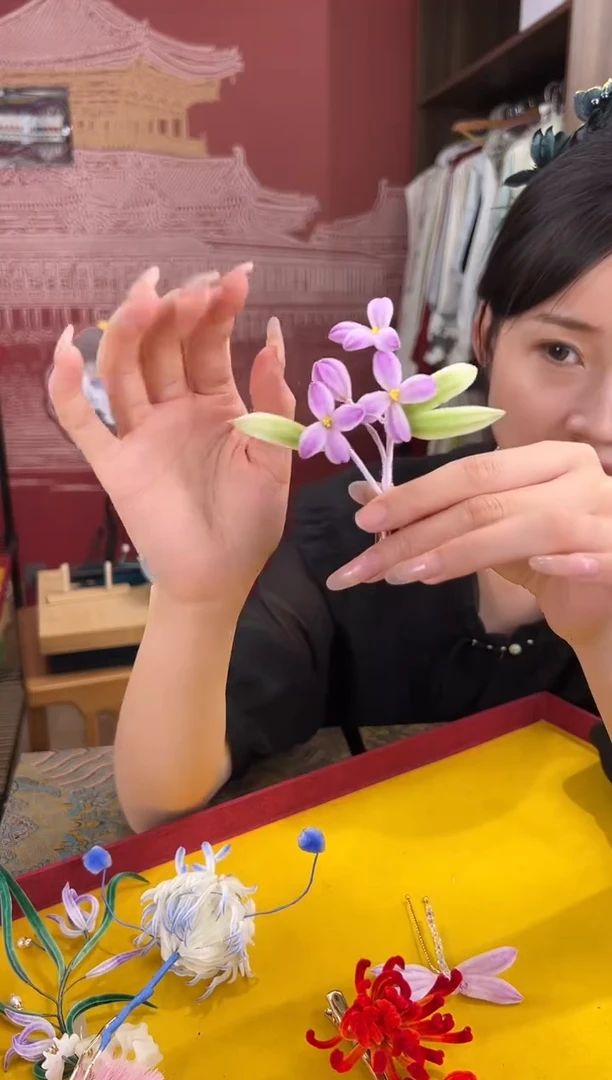 刺绣非遗绒花（发饰）