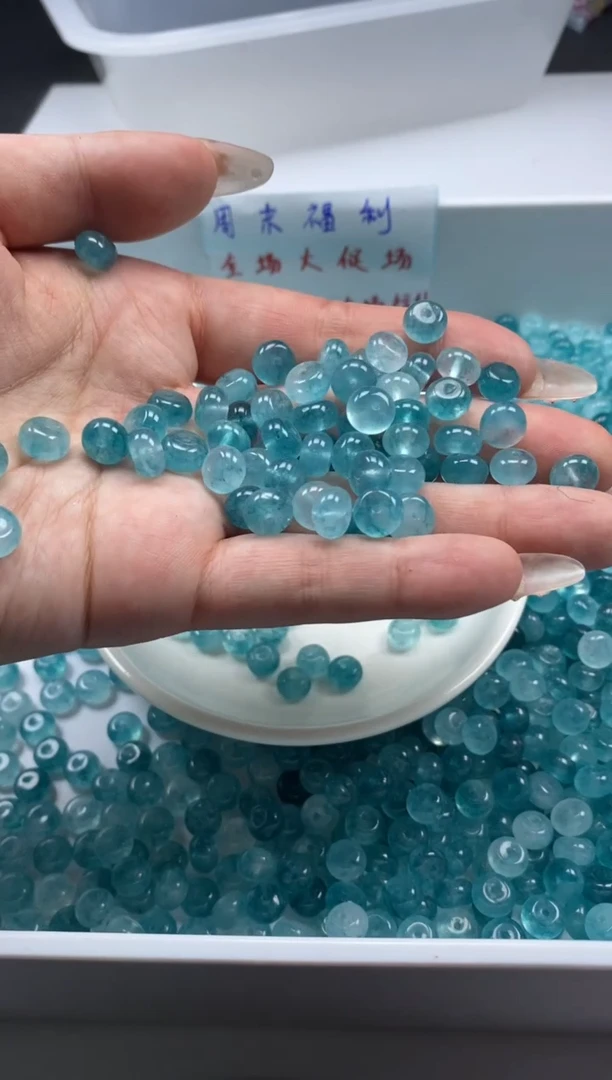 未镶嵌颈饰碧玺W1891蓝碧玺算盘8*4MM*30颗