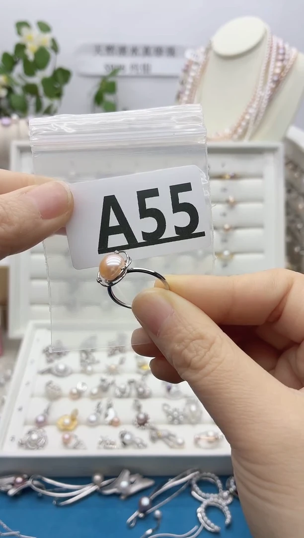 银S925镶嵌戒指淡水珍珠R**yA55