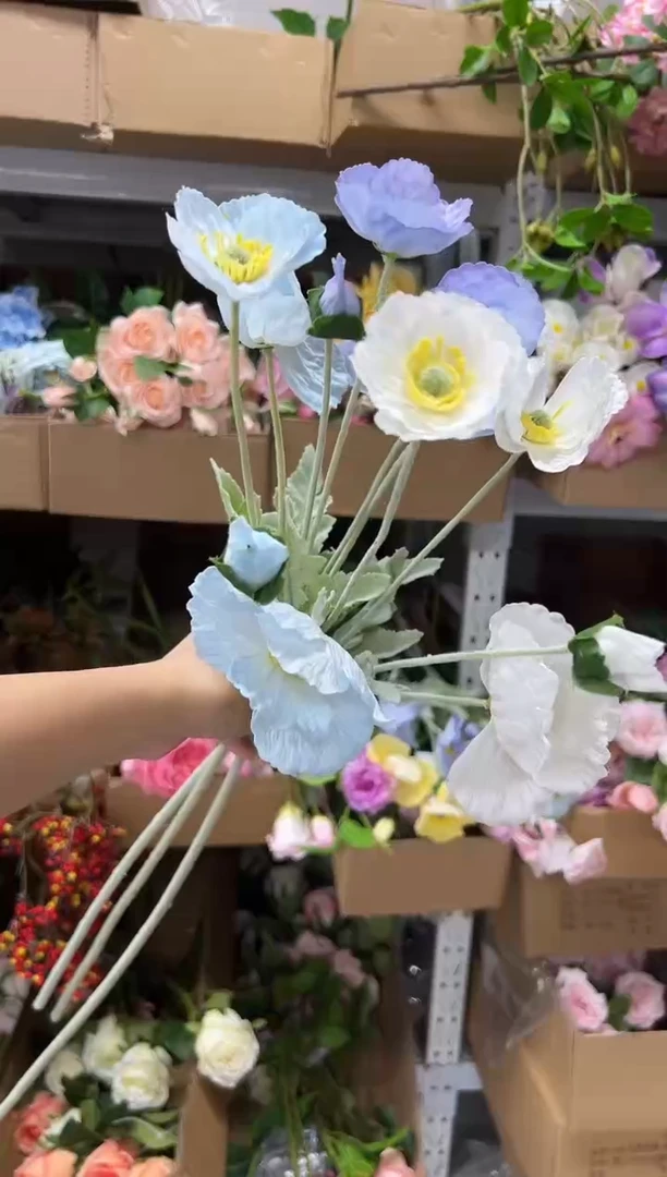 白蓝紫各1枝手感保湿虞美人