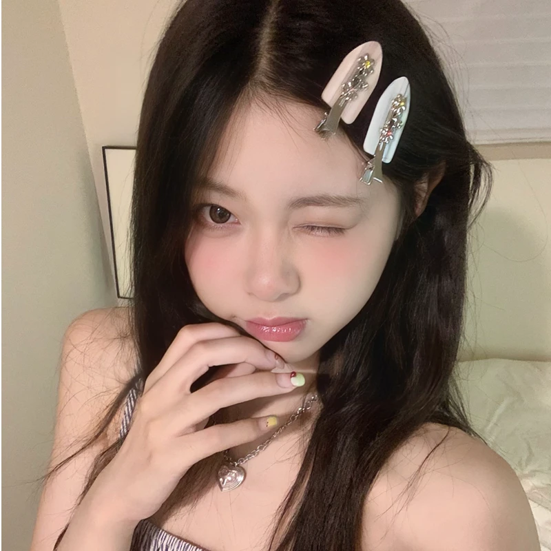 元气满满韩系小花边夹无痕醋酸简约鸭嘴夹刘海夹可爱ins发饰女