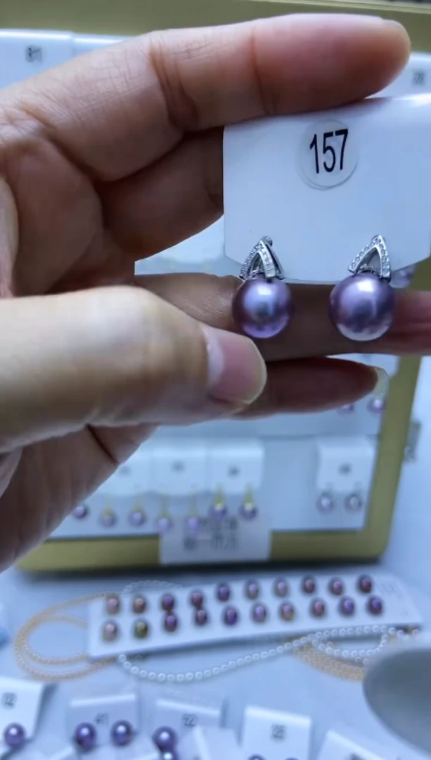 银S925镶嵌耳饰淡水珍珠157