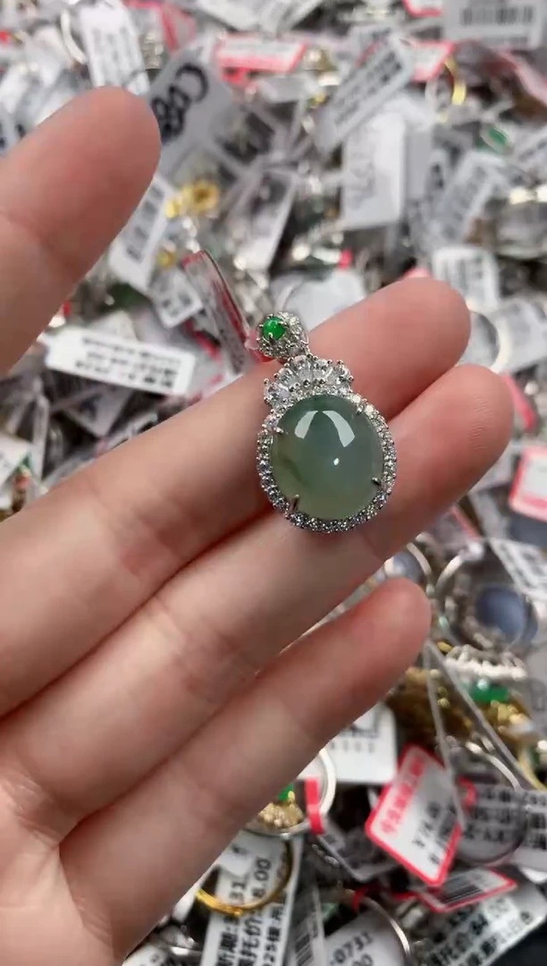 银S925镶嵌戒指翡翠444---10