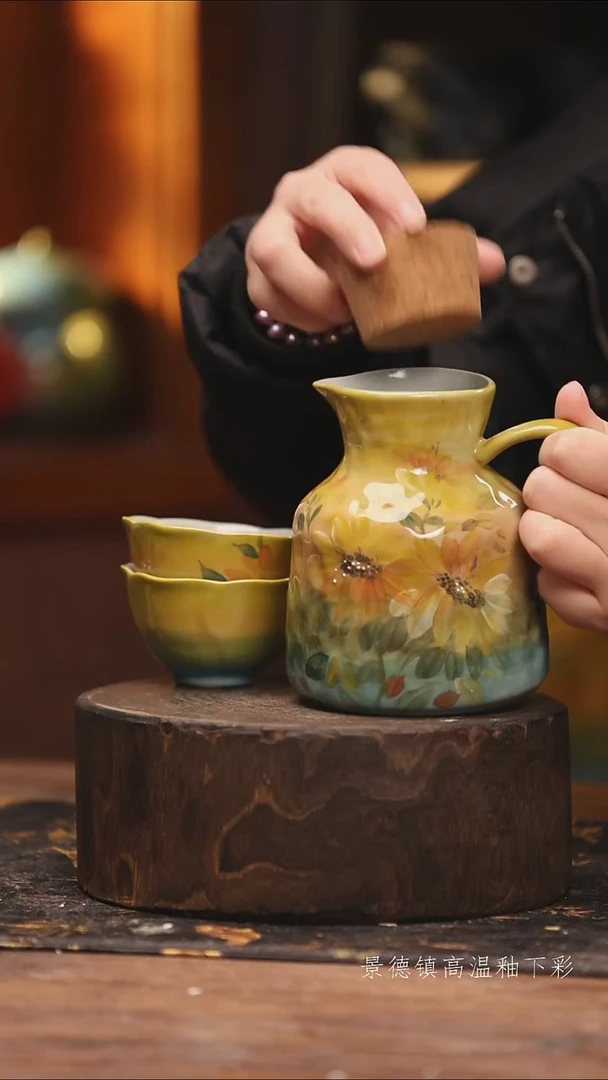 陶瓷景德镇高温釉下手绘陶瓷@L226@