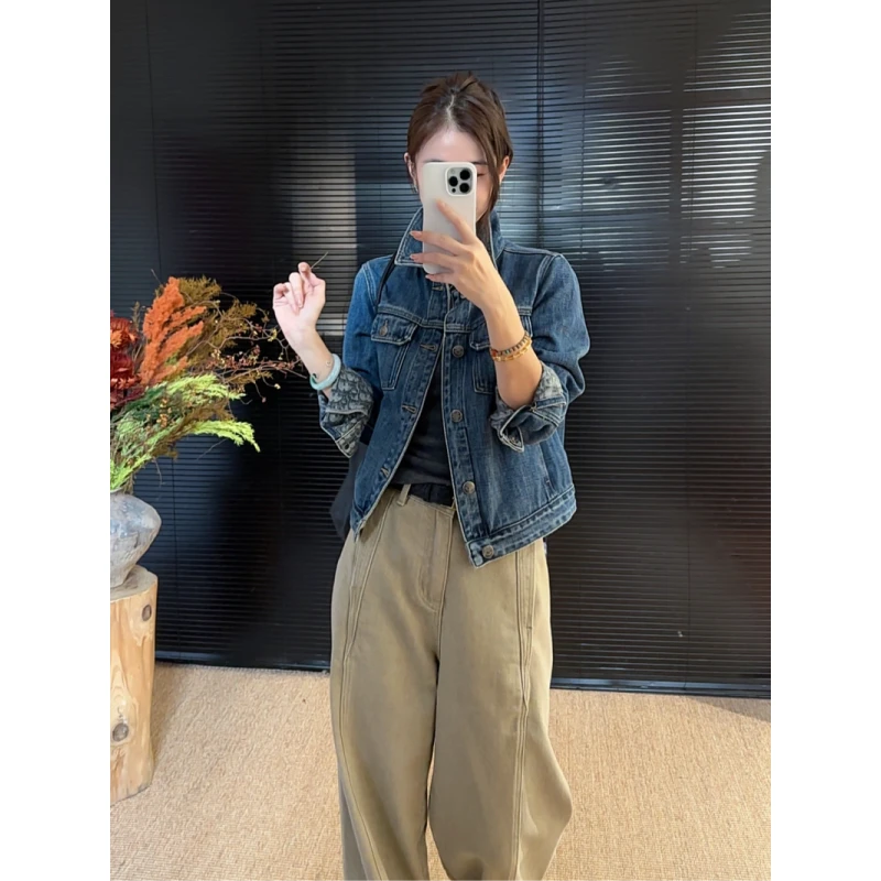 (丹宁织梦)高品质柔软提花拼接牛仔外套S595