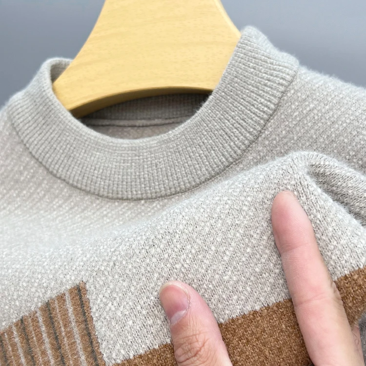 高端雪貂绒毛衣男士加厚半高领针织打底衫冬季雪尼尔保暖上衣毛衫