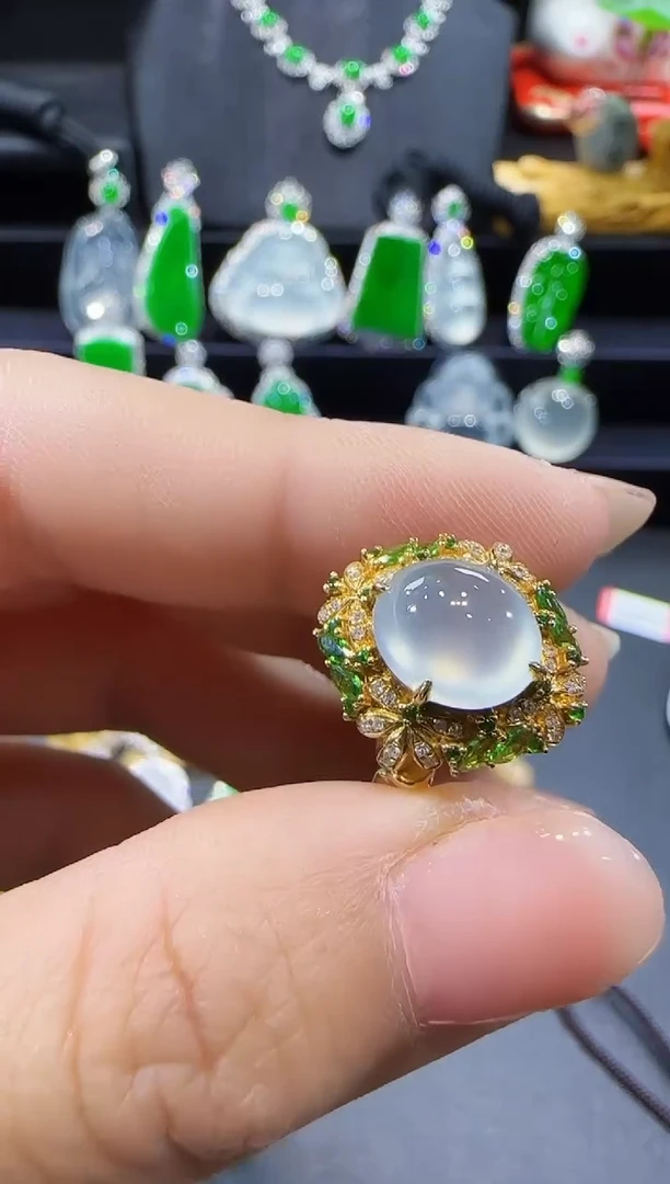 【闪购商品】翡翠戒指18K金镶嵌两用款
