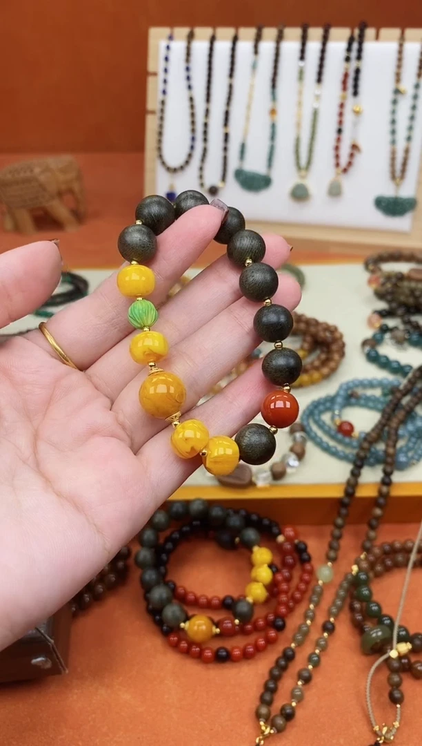 手串檀香木未镶嵌单圈柬埔寨老蜡手串