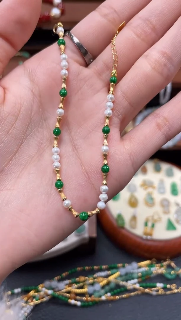 【闪购商品】翡翠套链18K金镶嵌一个  JK317