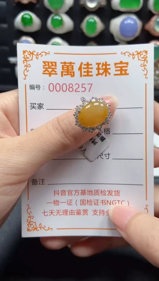 银S925镶嵌戒指翡翠8257