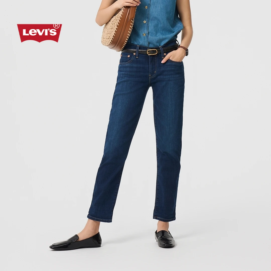 Levi's李维斯女士直筒修身复古烟管裤蓝色窄脚牛仔裤19887-0164