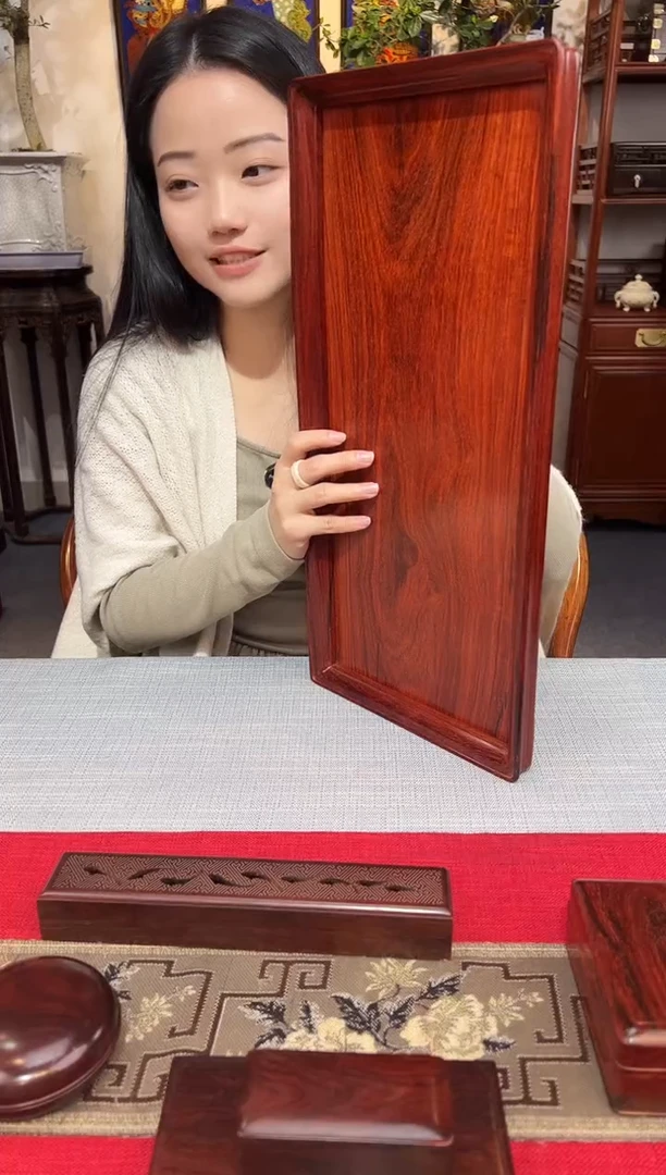 紫檀木类成套家具独板文盘  一木一器  一物一拍
