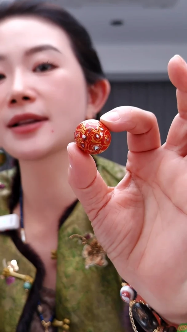 大漆工艺品1537大红单珠