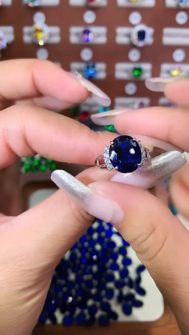 无925银皇家蓝色戒指