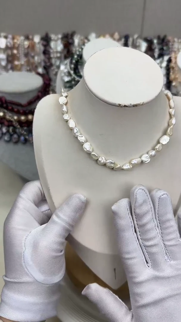 颈饰银S925镀金镶嵌淡水珍珠1