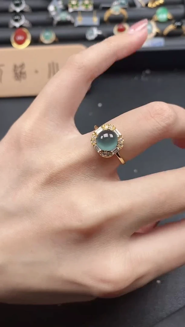 翡翠戒指银S925镶嵌5151-4