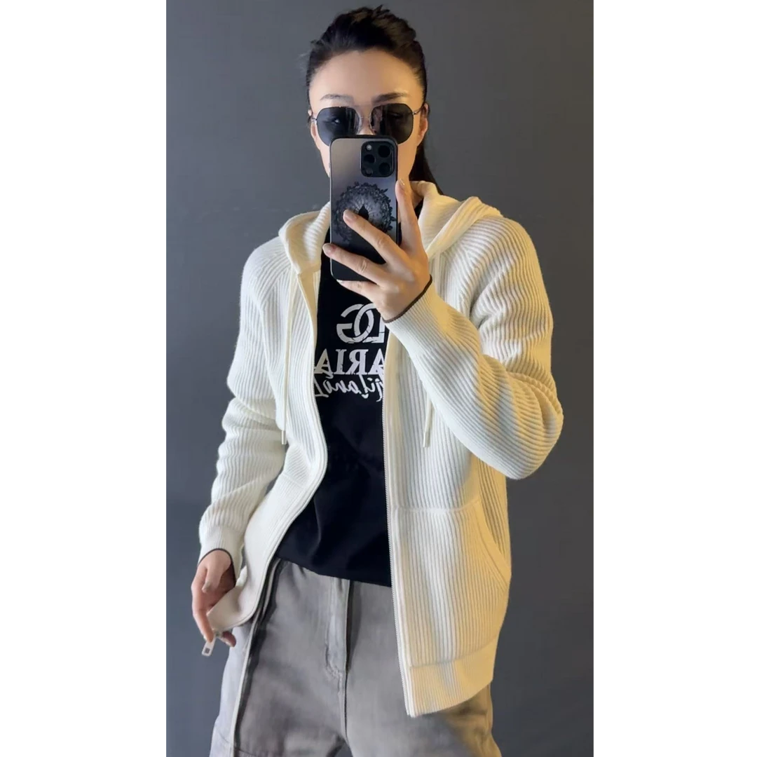 迪卡里奥费雷男士针织羊毛开衫3ZW372春款时尚针织羊毛连帽开衫