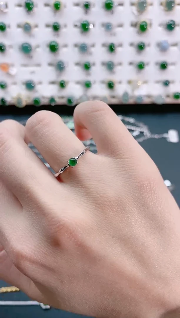 【闪购商品】翡翠戒指银S925镶嵌天然翡翠