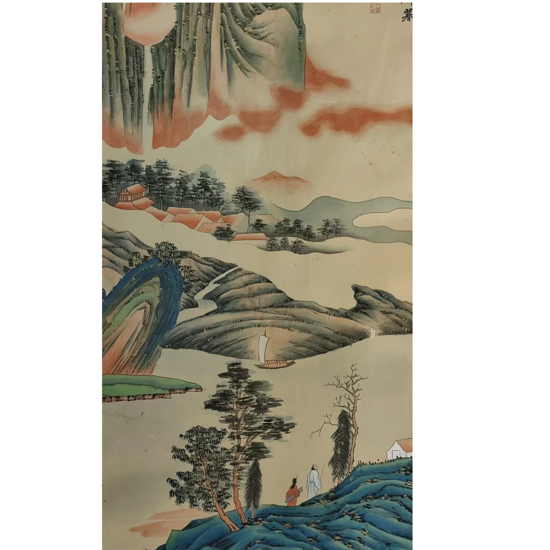 张老款山水绢本立轴90/40