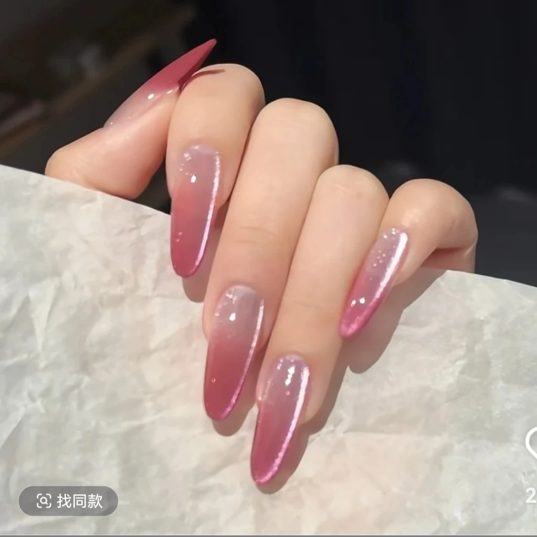 「多巴胺糖果」夏季显白双色渐变猫眼流行穿戴甲纯手工光疗美甲贴片