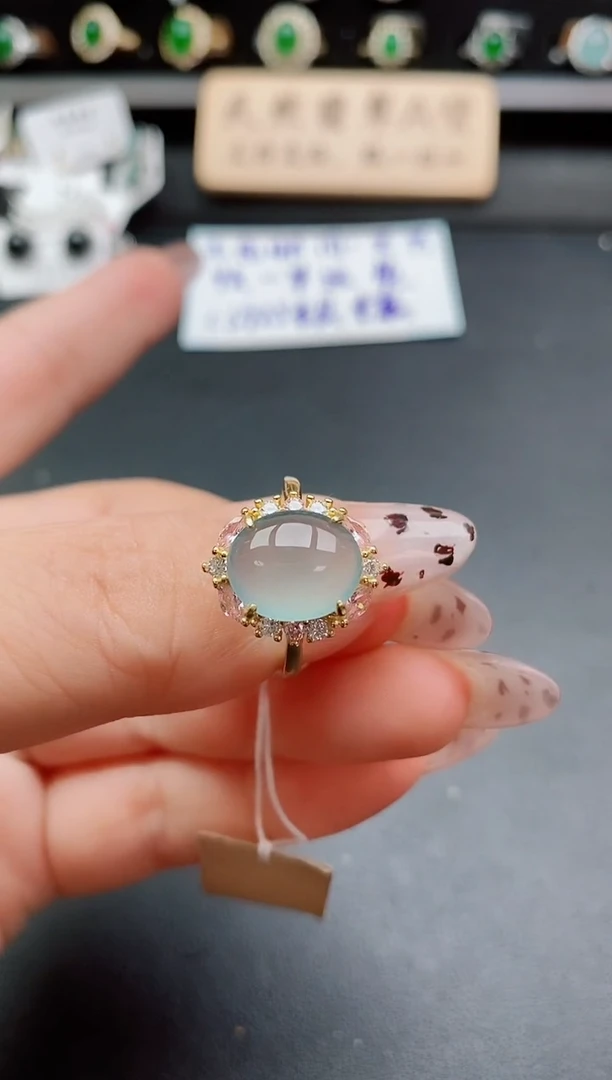 银S925镶嵌戒指翡翠1