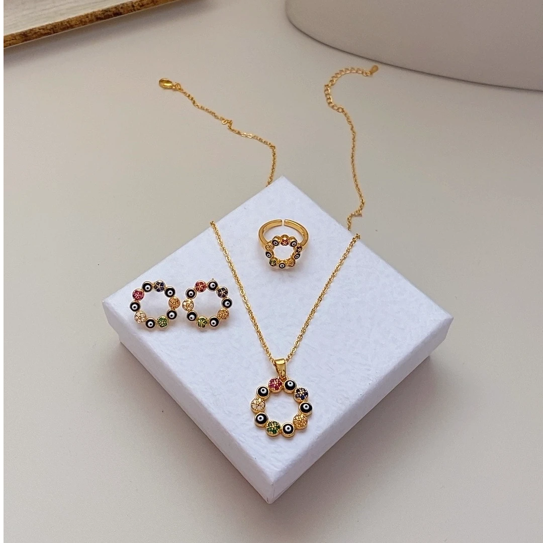 钛钢亚克力项链 三件套气质轻奢时尚百搭小众简约精致镶钻