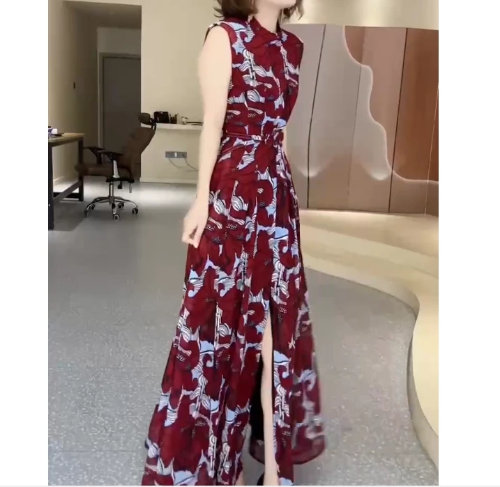 2025夏季新款网红同款洋气减龄气质时尚无袖连衣裙女女神范珍