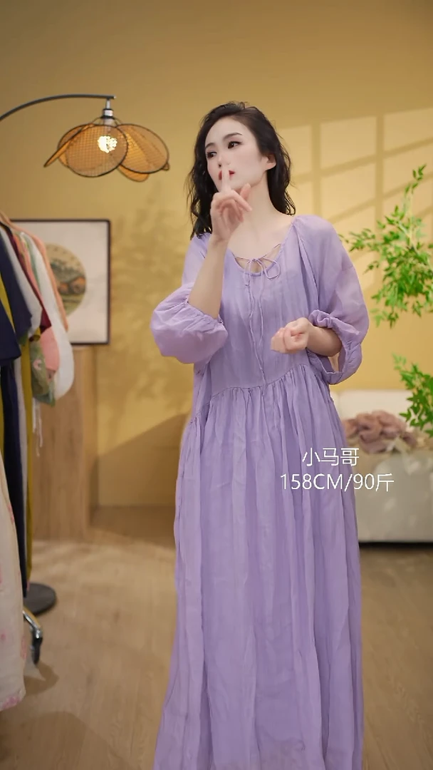 套头款苎麻连衣裙