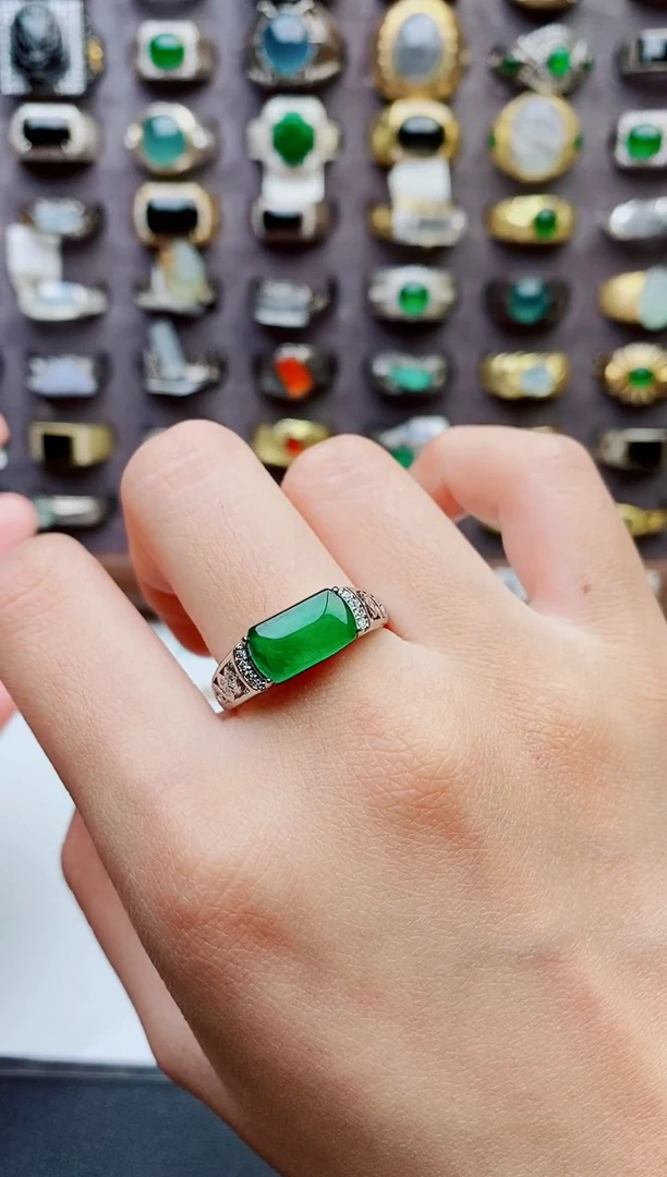 未镶嵌戒指翡翠(****@天然翡翠男戒