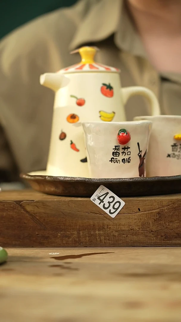 瓷片新品！喵喵设计师款卡通系列！壶+壶承+杯