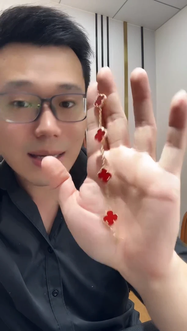 玛瑙/玉髓手链18K金镶嵌红色k黄，五花手链GHJ24版