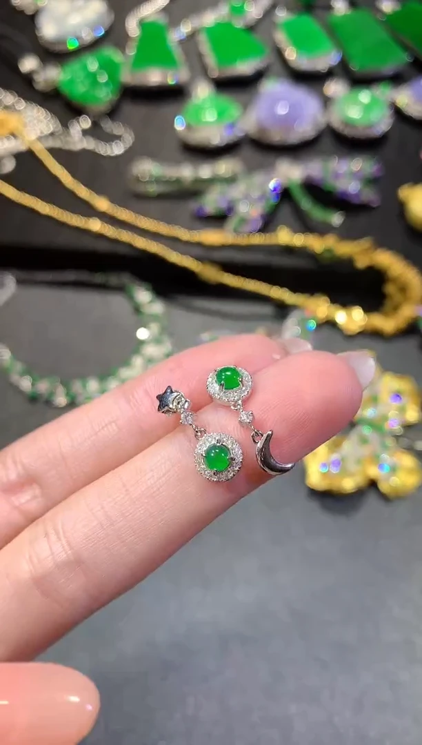 【闪购商品】翡翠耳饰银S925镶嵌186耳饰（多样性发货一件