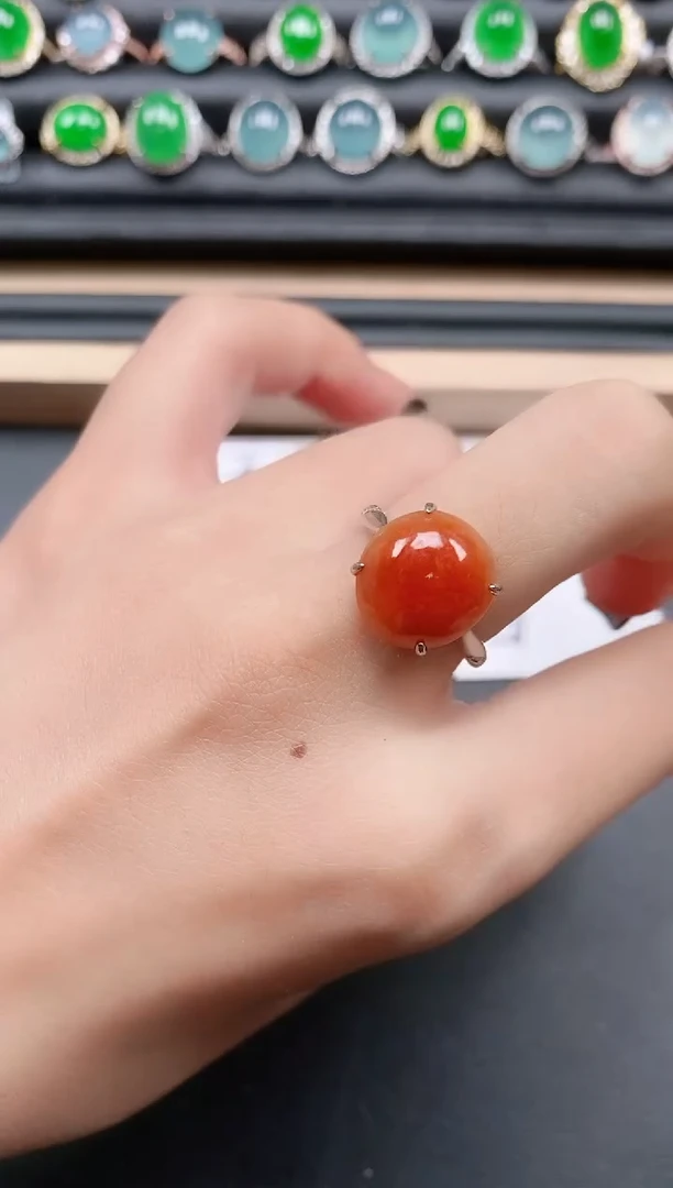 翡翠戒指银S925镶嵌1111
