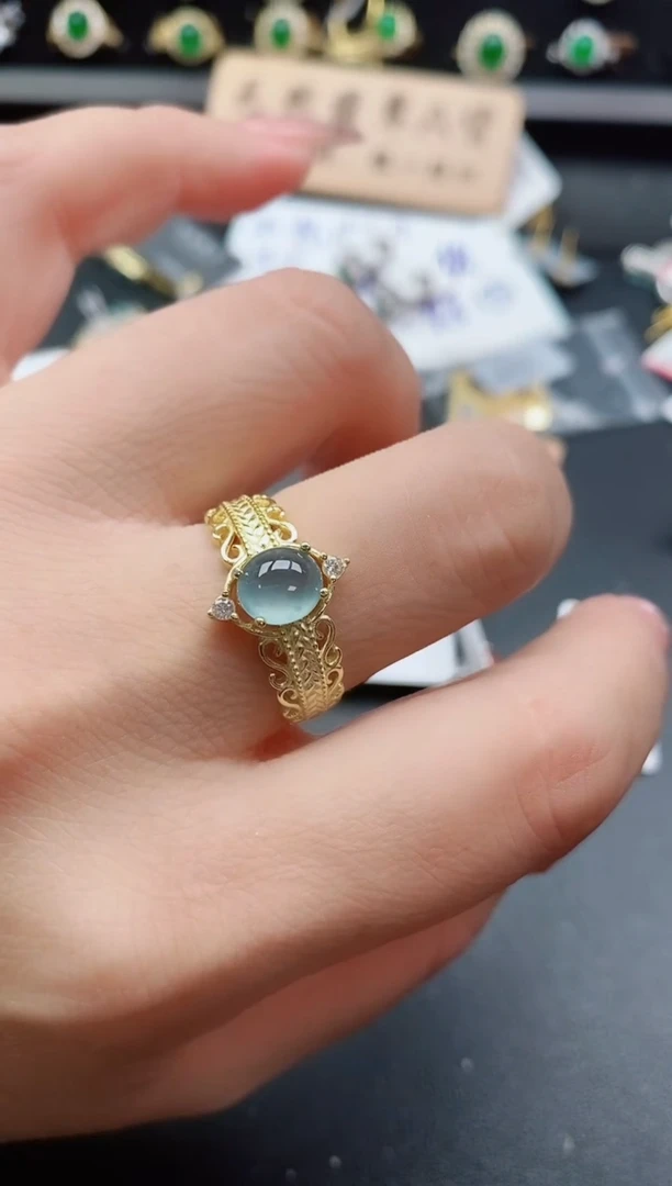 银S925镶嵌戒指翡翠1