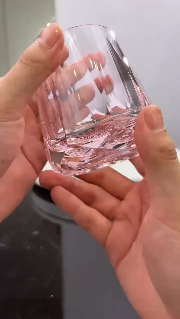 摆件金红粉水晶水晶威士忌杯
